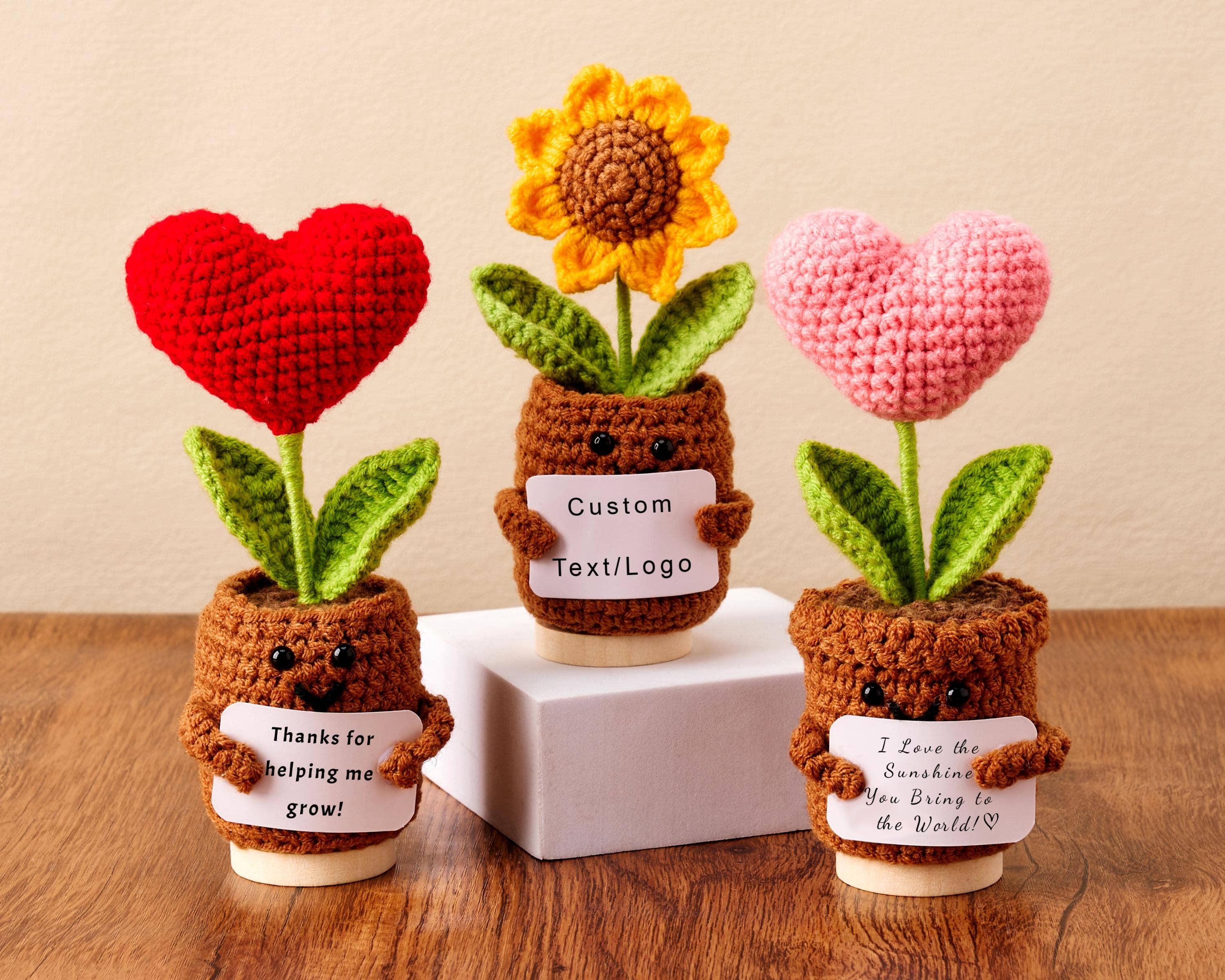 TOMOPOD LLC - Wholesale Stuffed/Plush Toy - Kids & Baby - Positive Crochet Desk Decor, Handmade Emotional Support Gift6