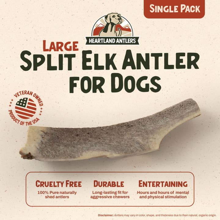 Heartland Antlers - Wholesale Pet Chew Toy - Dog - Split Elk Antler Chew - Large (45-65 lbs)1