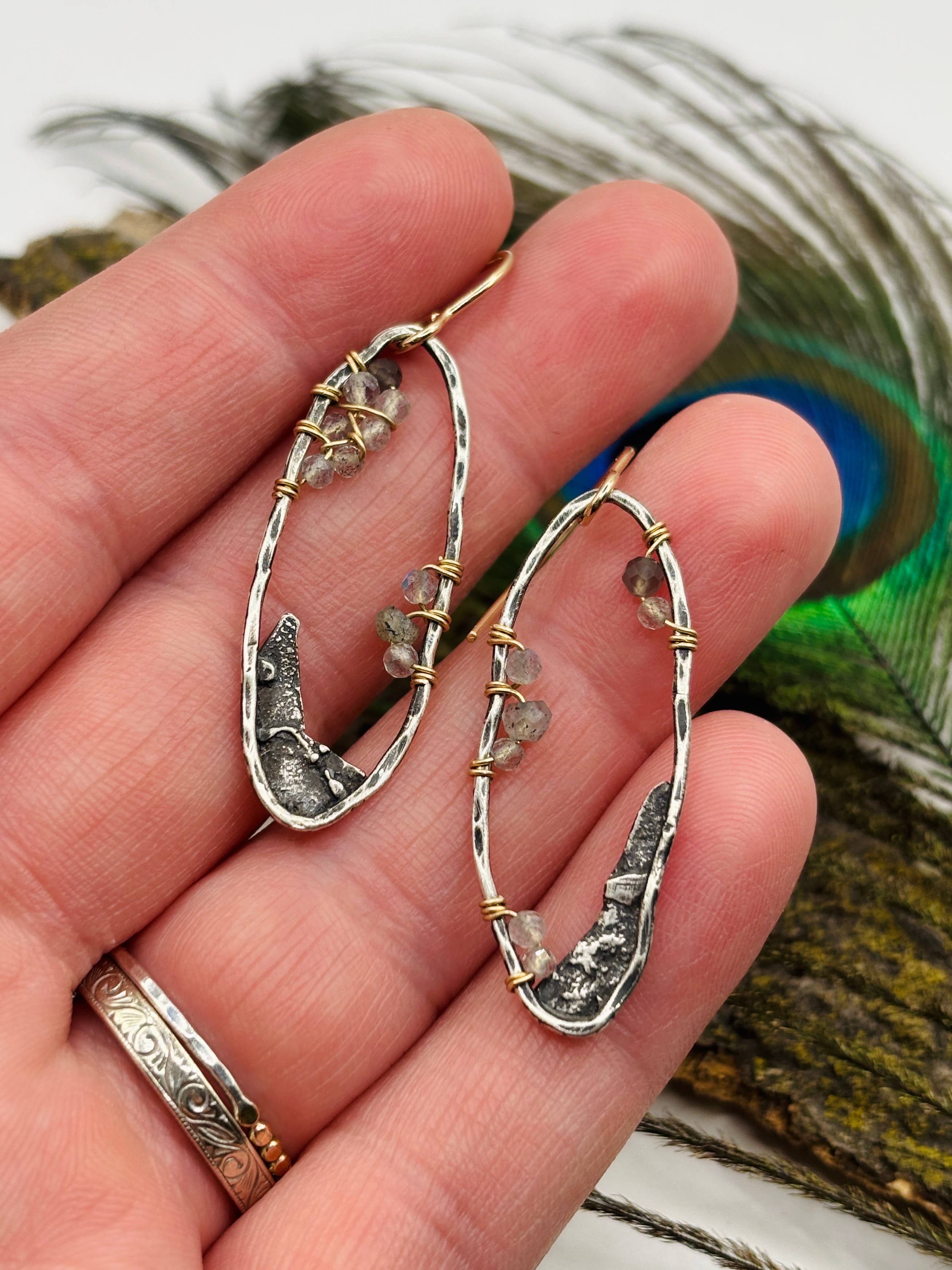 Rachel Renee Jewelry - Wholesale Dangle Earrings - ANKICA Reticulated Goddess Geode Earrings in Smoky Grey1