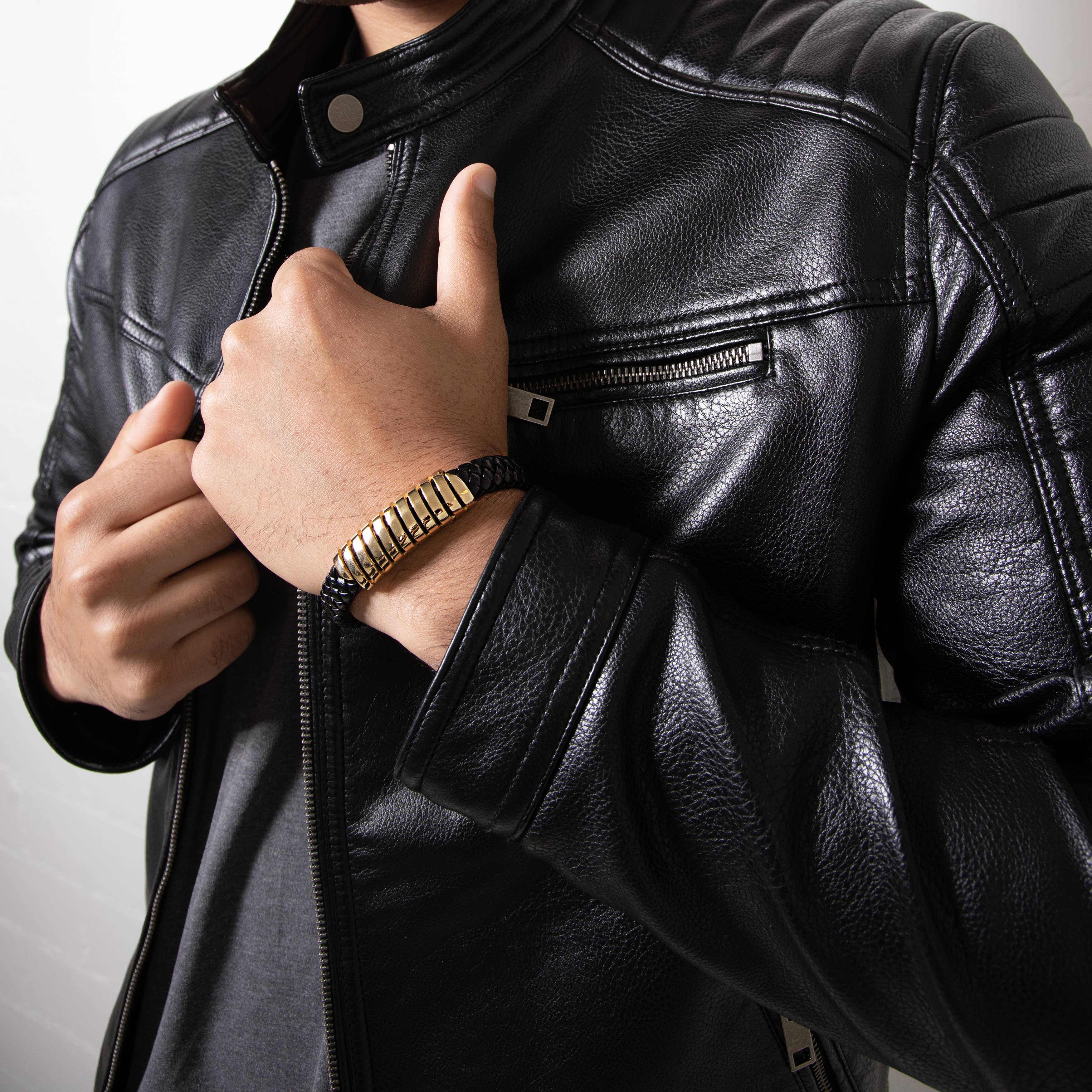 SERASAR – wholesale Vävt/flätat armband – Läderarmband ”Helix” - guld - B0353