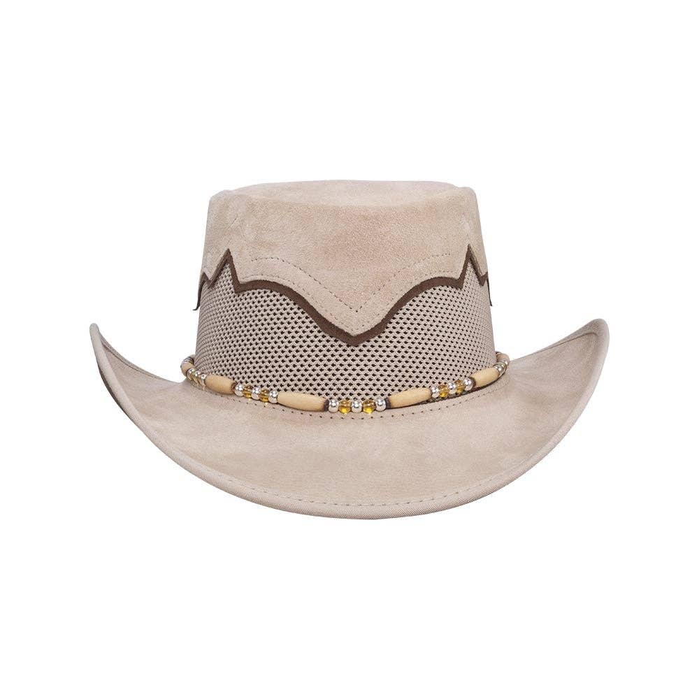 American Hat Makers - Wholesale Cowboy Hat - Unisex - Outback Genuine Leather Mesh Hat - Style Sierra8