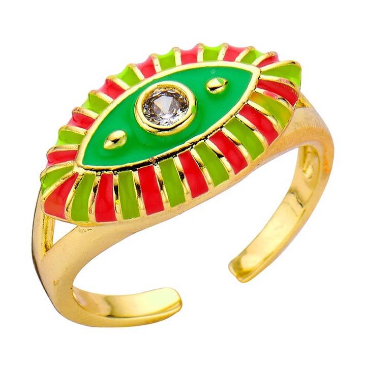 Bague Émail Plaqué Or pour la vente par Sansira Jewelry