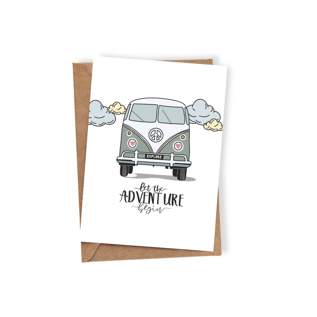Aire Avenue - Wholesale Everyday greeting card - Let The Adventure Begin - Kombi Car Greeting Card