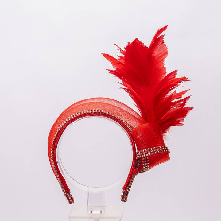 KaKyCo - Wholesale Fashion Headband - Women's - Feather, Rhinestone, Crinoline Embellished Headband | AJ849H12