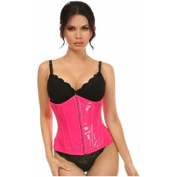 Lavish Hot Pink Patent Underbust Corset for wholesale by Daisy Corsets