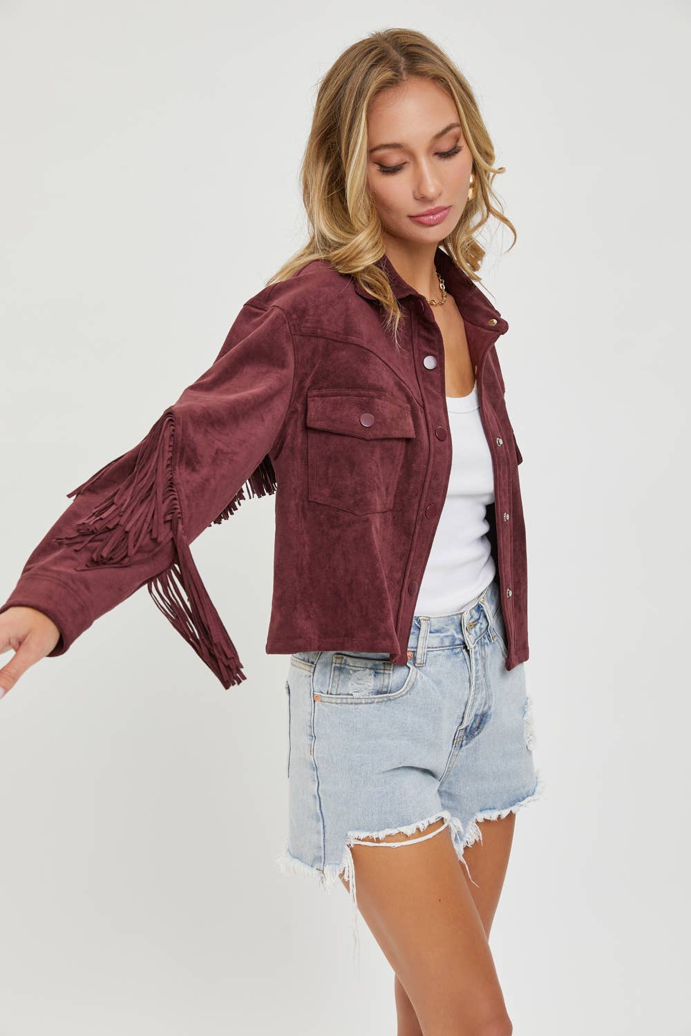 Sweet Lovely by Jen – Großhandel Hemdjacke/Shacket – Damen – Western-inspirierte Wildleder-Shacket19