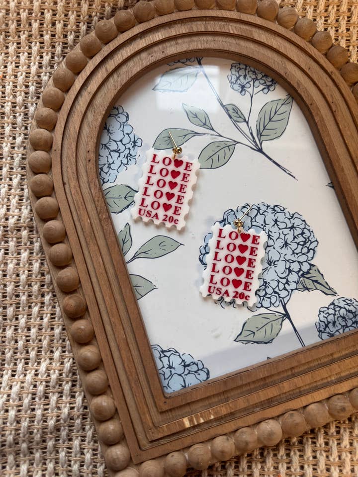 LOVE Acrylic Stamp Earrings for wholesale by Watch Me Bloom