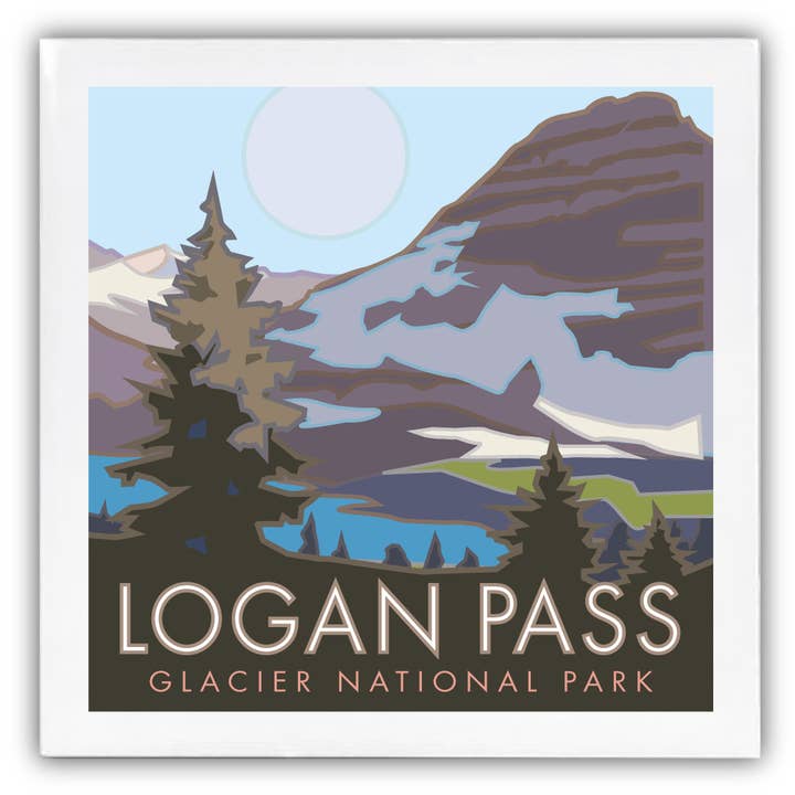 Logan Pass (Glacier National Park) Montana - 4.25" x 4.25" Ceramic Coaster for wholesale by M&W Design Co - Travel Posters