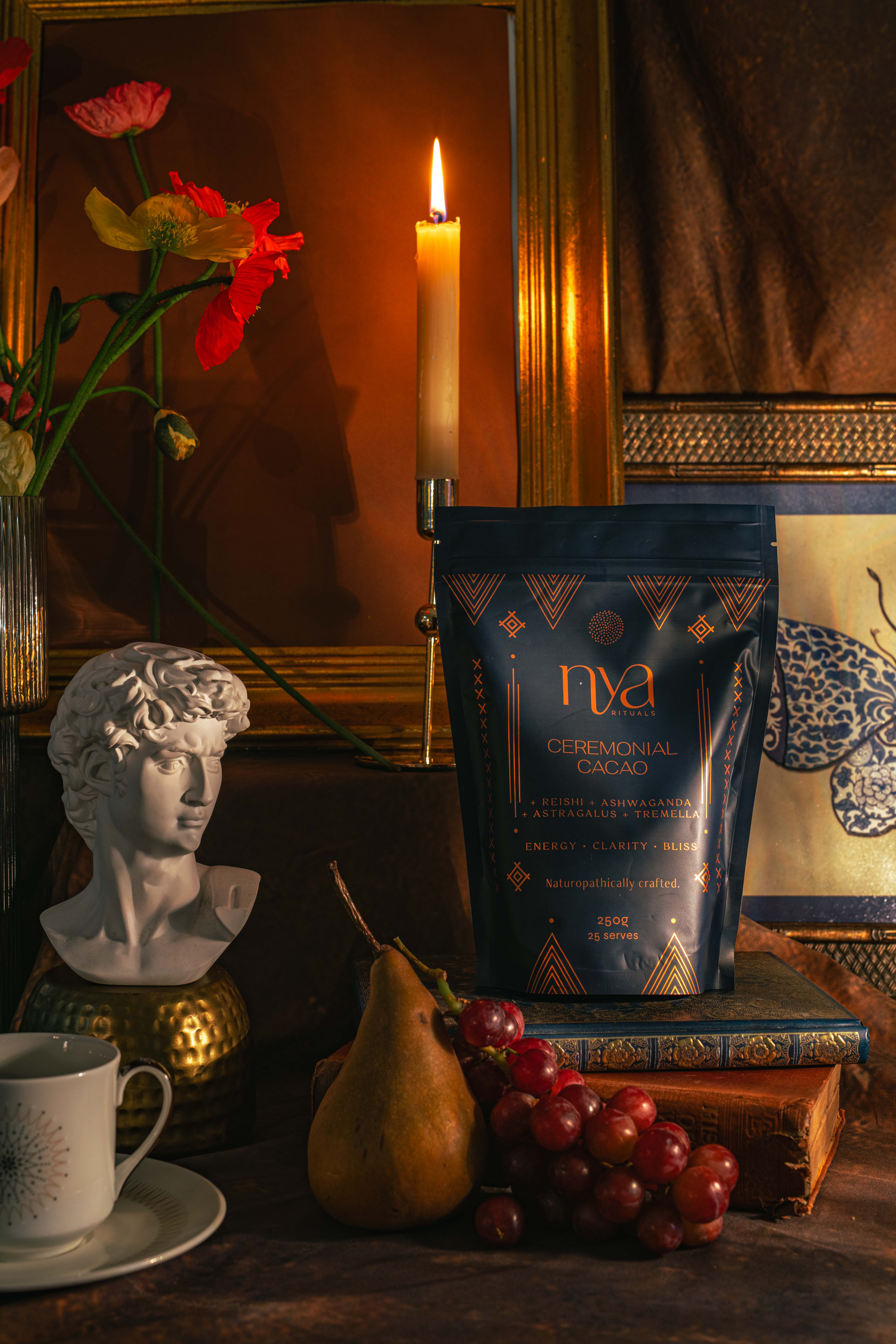 Nya Rituals - Wholesale Protein/superfood powder - Ceremonial Organic Cacao + Adaptogens 250g Pouch1