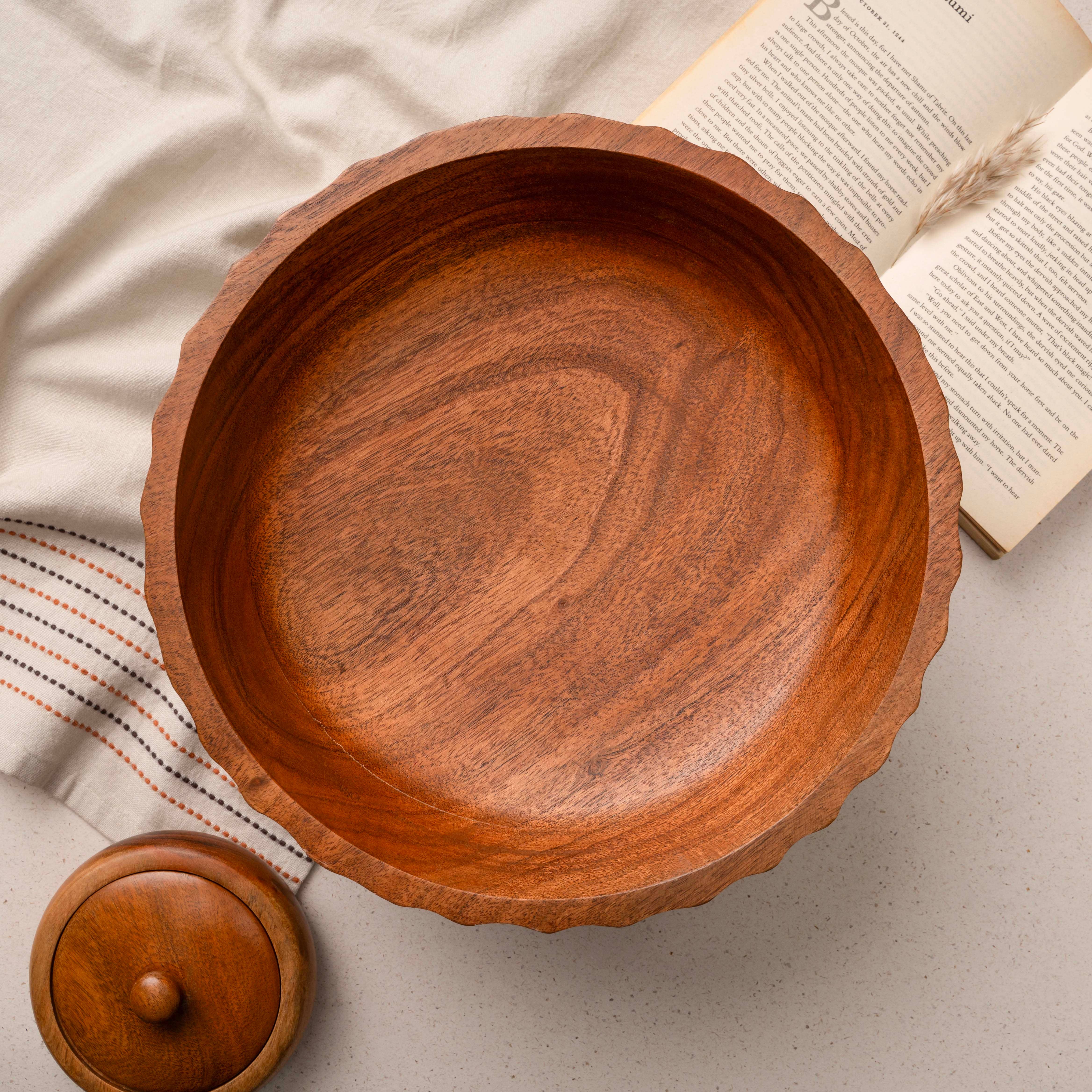 LuxeDesigns Co LLC - Wholesale Bowl - Acacia Wood Footed Bowl– Handcrafted Decorative Fruit Bowl2