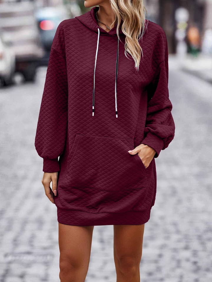 SZ1-DR6300 Quilted Sweater Hoodie Dress for wholesale by eLook