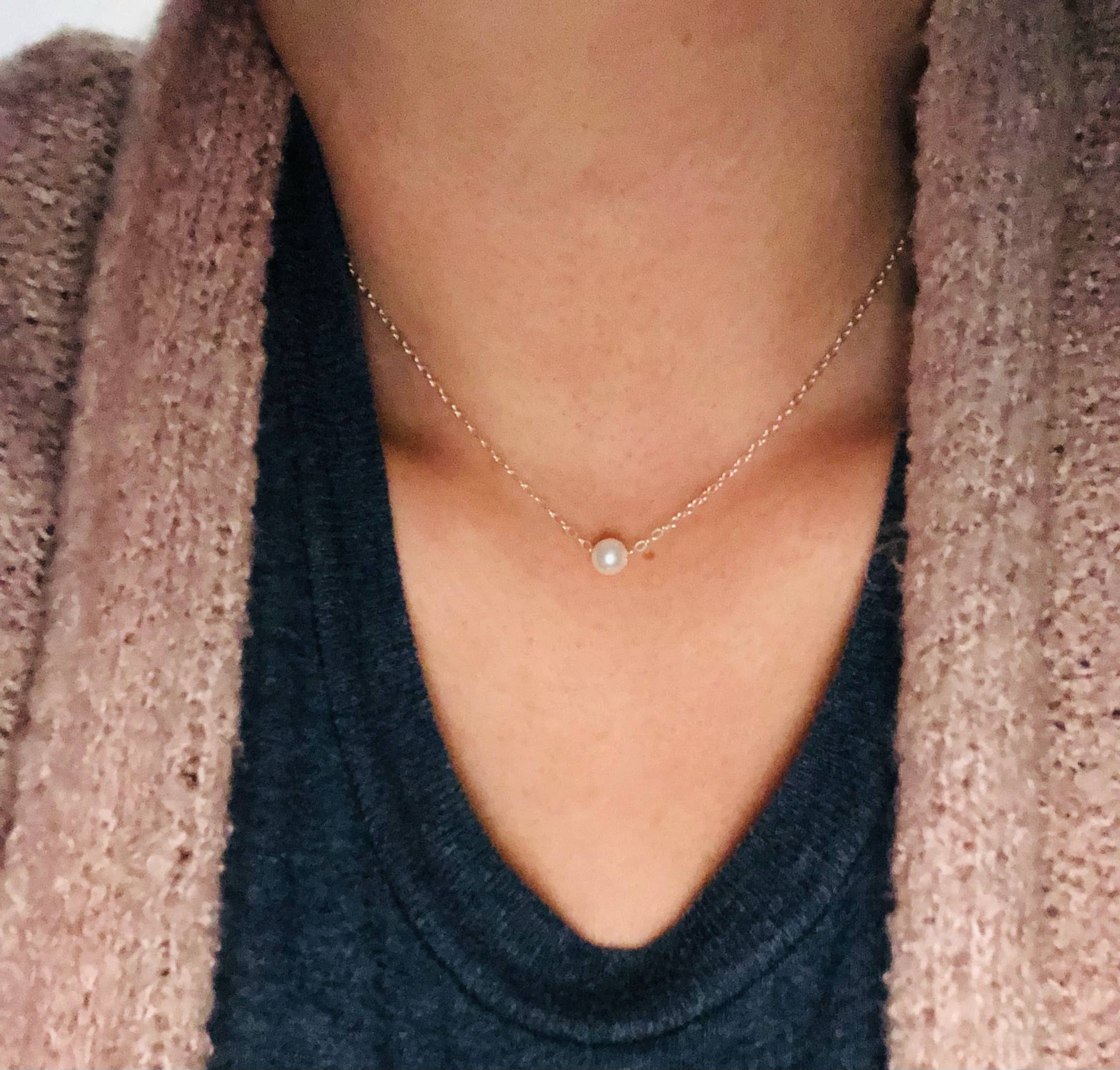 La Soucique Studio Metalsmithing - Wholesale Beaded/Pearl Necklace - Perelle Dainty Floating Pearl Necklace3