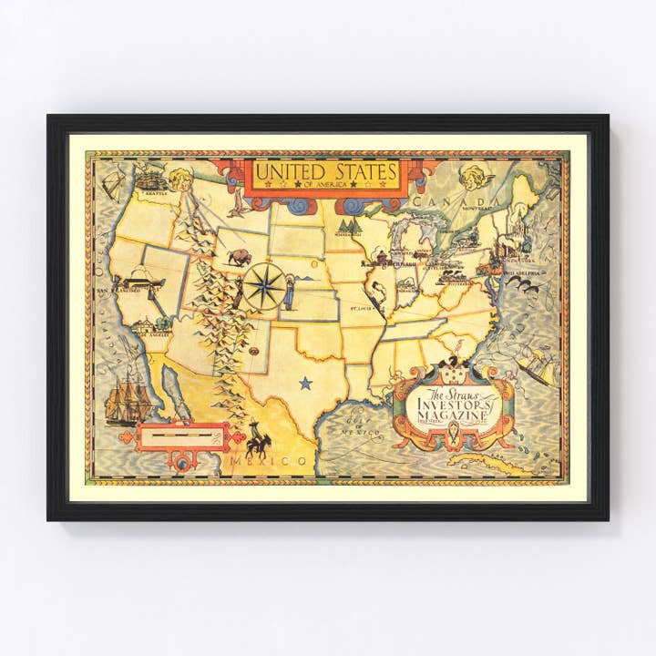 Vintage Map of United States 1926 for wholesale by Ted's Vintage Art