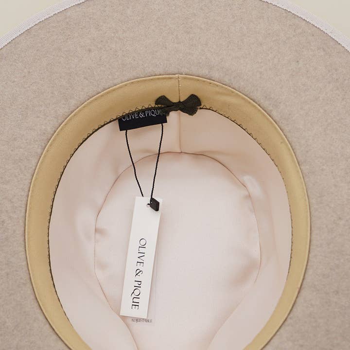 Olive & Pique - Wholesale Fedora - Unisex - LOTUS - 100% Wool Felt Structed Rancher, Satin Lined, Oatmeal