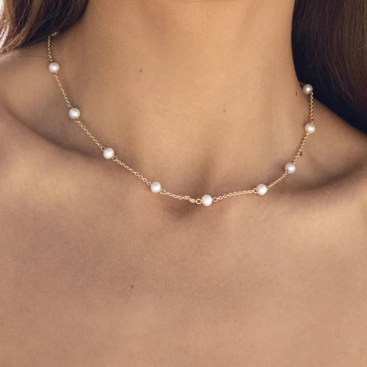 Chloe Natural Freshwater Pearl Necklace for wholesale by Lumini Jewelry