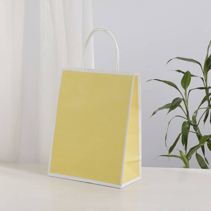ByHome - Wholesale Gift Bag - 25 pc, 4 size Light yellow white border kraft paper gift bag0
