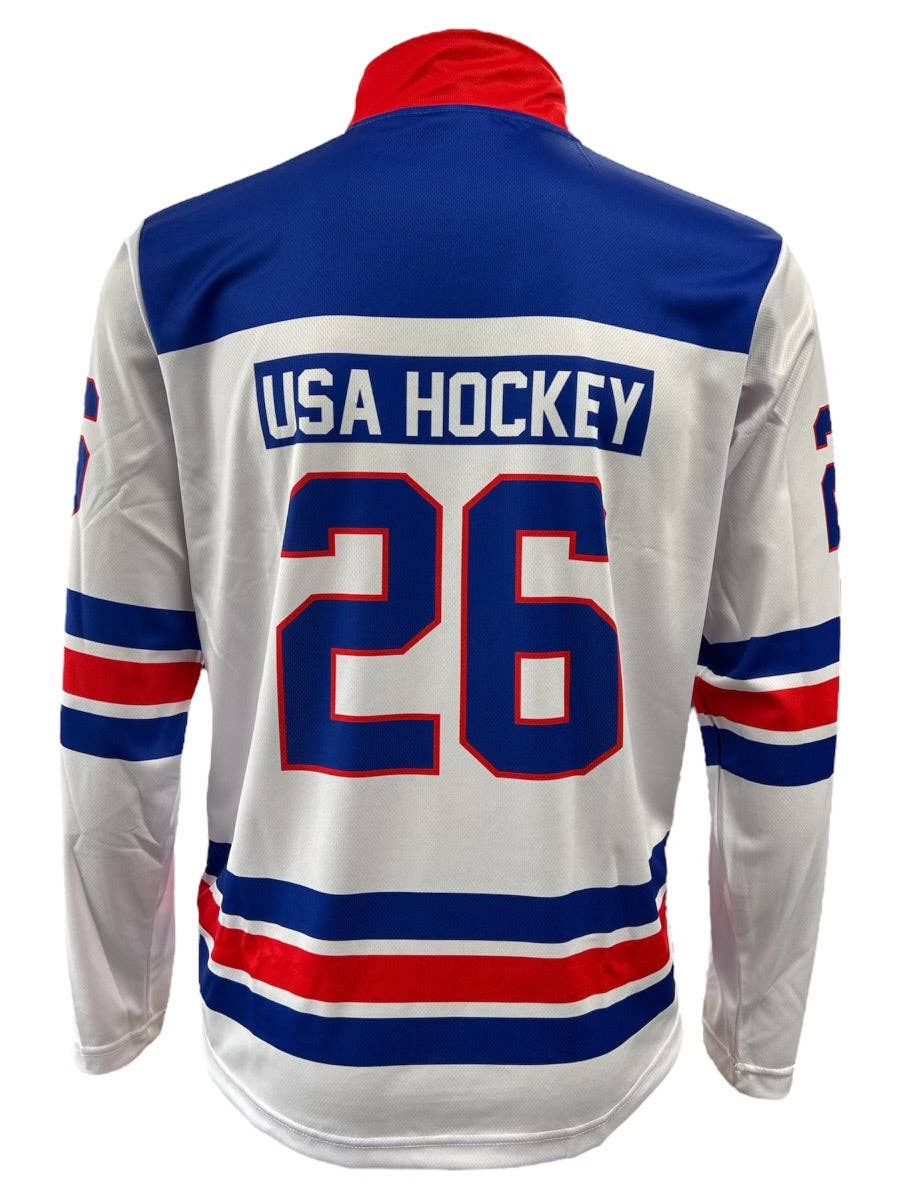 Lowsportgeaar - Wholesale Sweatshirt - Unisex - USA Hockey Shield 2026 Replica 1/4 Zip Pullover - White1