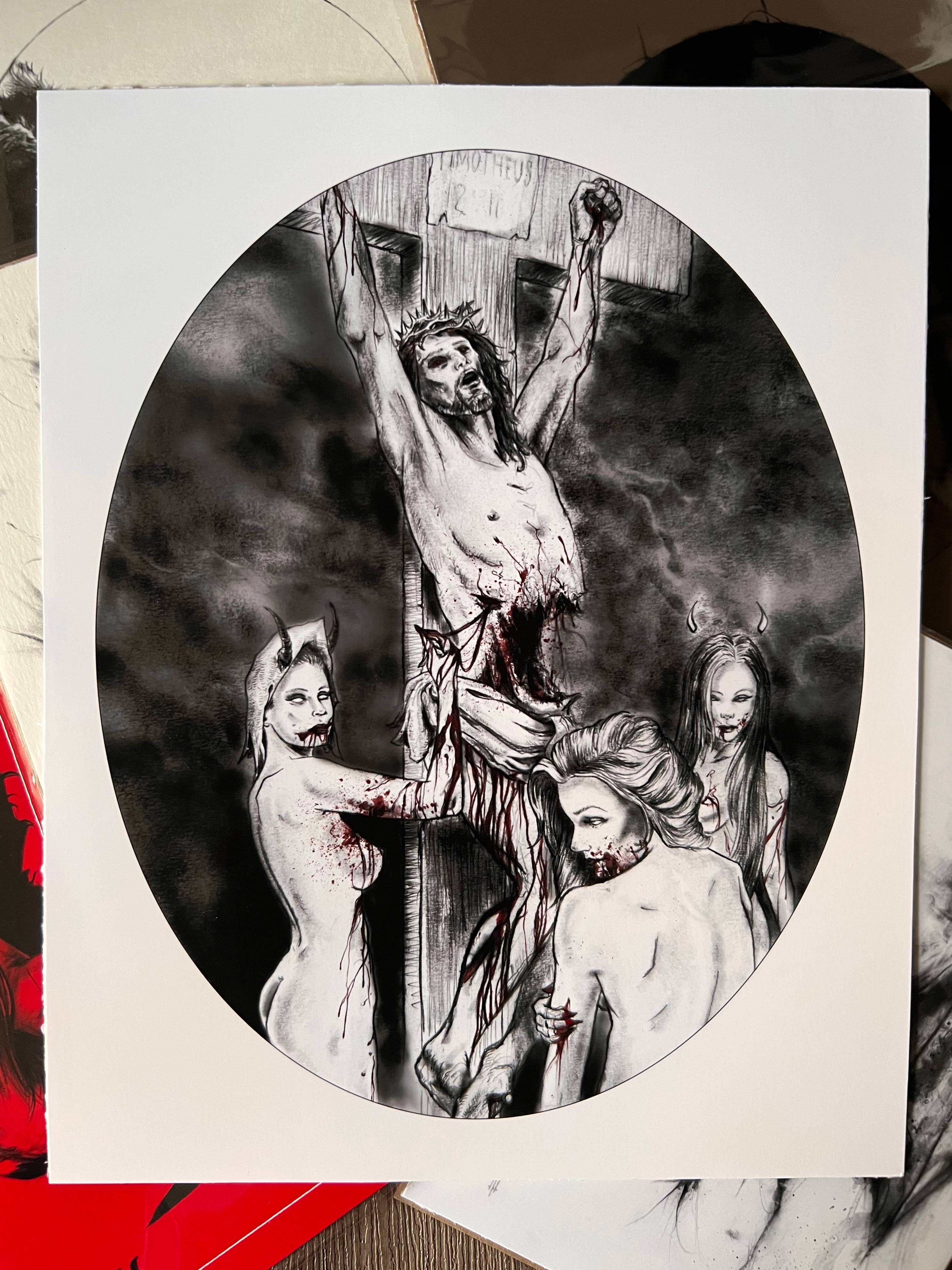 Andy Sciazko Art - Wholesale Art Print - Christ on Cross-Dark Art Print-Occult-Satanic Decor0