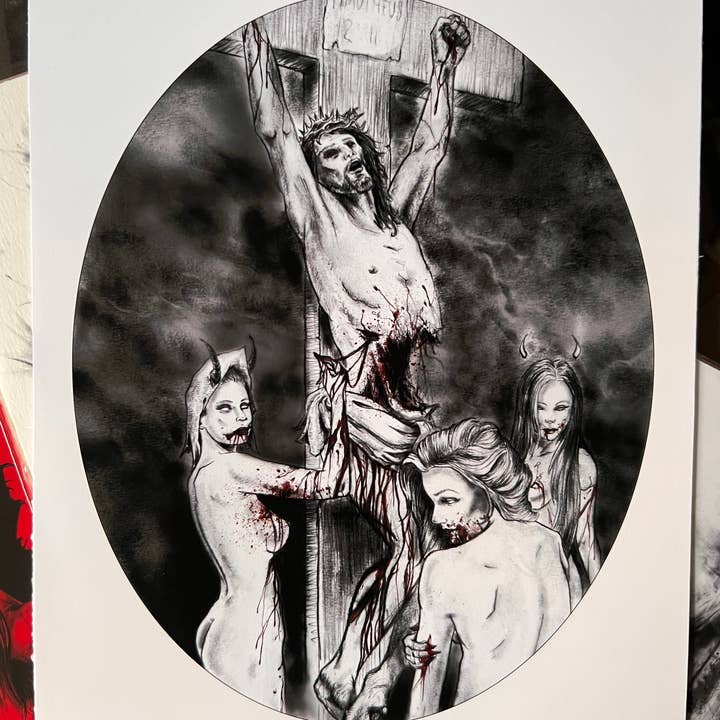 Andy Sciazko Art - Wholesale Art Print - Christ on Cross-Dark Art Print-Occult-Satanic Decor