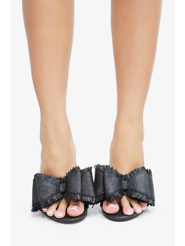 Lemonade Shoes - Wholesale High Heels - Women's - BEACH HOUSE - Raffia Bow Mules, Woven Finish, Stiletto Heel4