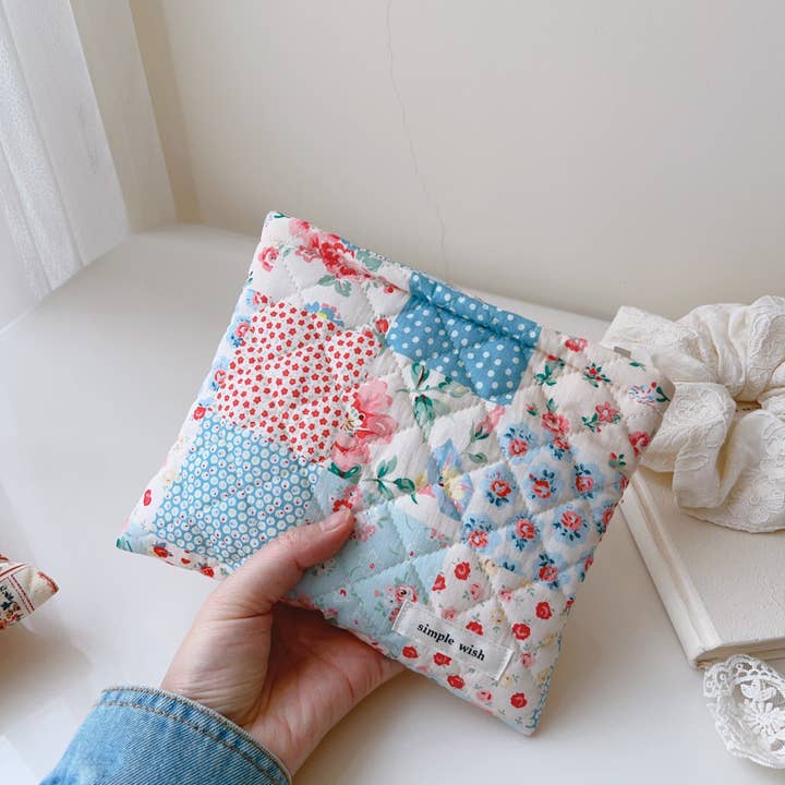 alberalkirk - Wholesale Pouch - Women's - Quilted Check Print Pouch Cotton Canvas Horizontal S5P3531