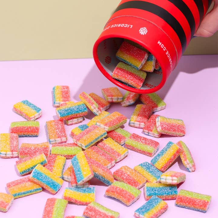 Licorice.com | Caramels.com | Taffy.com - Wholesale Licorice - Sour Rainbow Licorice Sarah's Favorite - (1lb Tube)