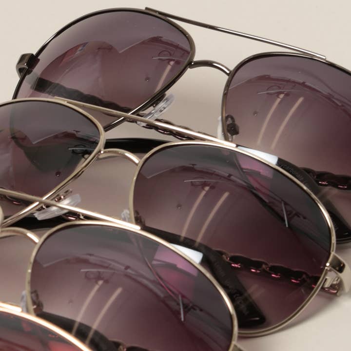 ASSORTED COLOR Women's Chain Detail Aviator Sunglasses for wholesale on Faire5
