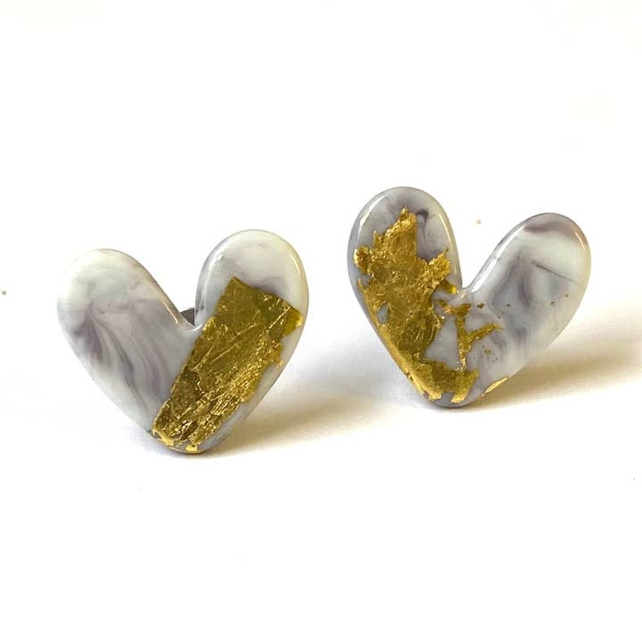 Ohrstecker aus Achat, Glas und goldenem Marmor für den Großhandel von Helen Chalmers