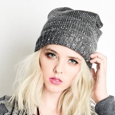 Olive & Pique - Venta al por mayor Gorro de lana - Mujer - Gorro holgado de lúrex con lentejuelas2