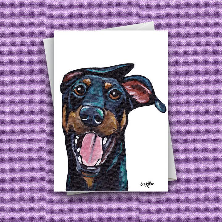 Tarjeta de felicitación para perros «Doberman» para venta al por mayor de Hippie Hound Studios