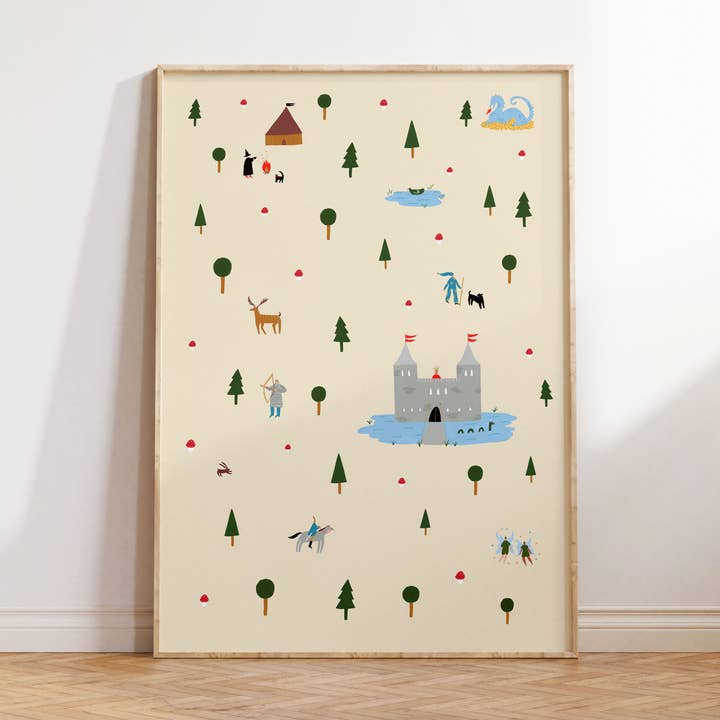 Medieval Enchanted Forest Art | Nursery Wall Art | Fantasy for wholesale by Little Black Cat Illustrated Goods