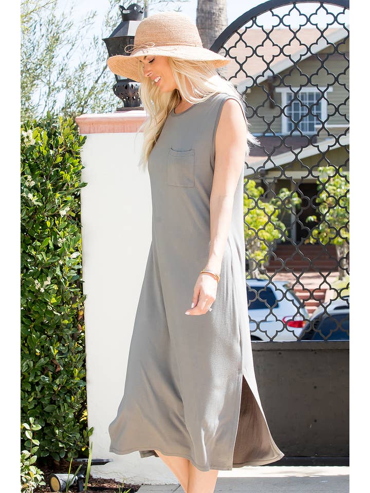 Sweet Lovely by Jen – Vestido - Mulher por atacado – VESTIDO MIDI CASUAL EM MALHA JERSEY COM BOLSO MACIÇO SEM MANGAS25