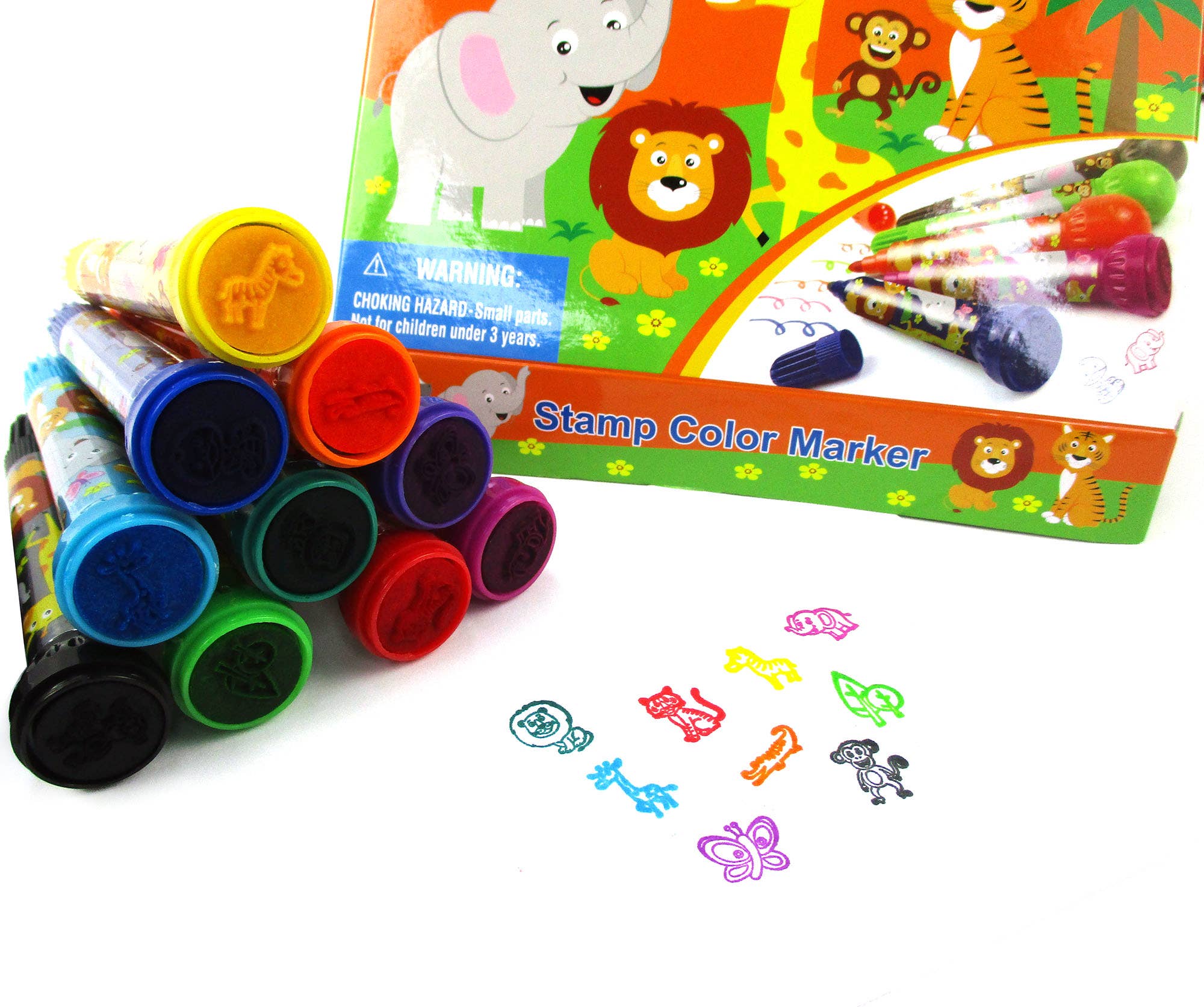 Tiny Mills - Wholesale Markers - Kids & Baby - Safari Zoo Animals Stamp Marker Set - Set of 103
