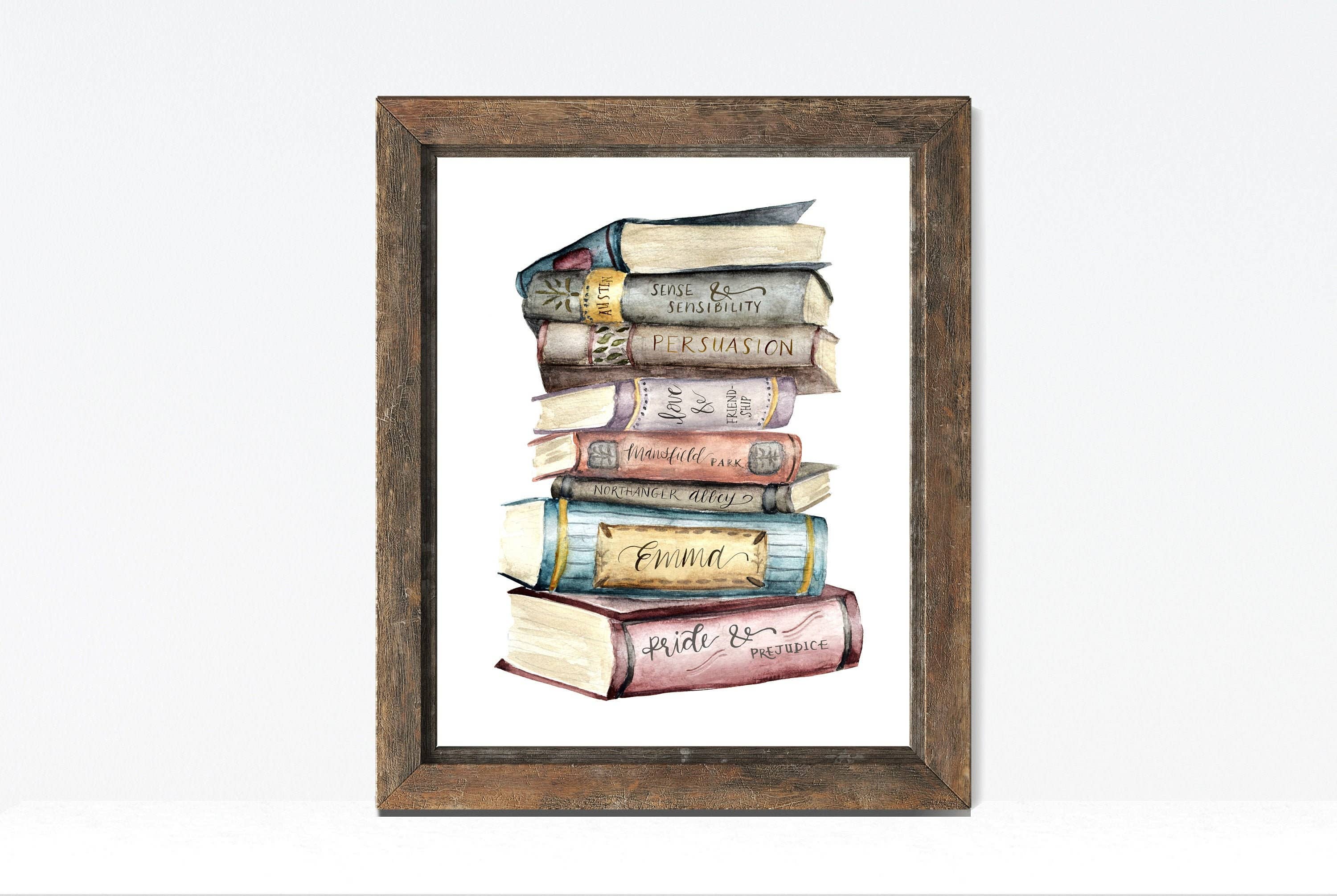 Fox and Wild - Wholesale Art Print - Jane Austen Book Stack Print / 8 x 103