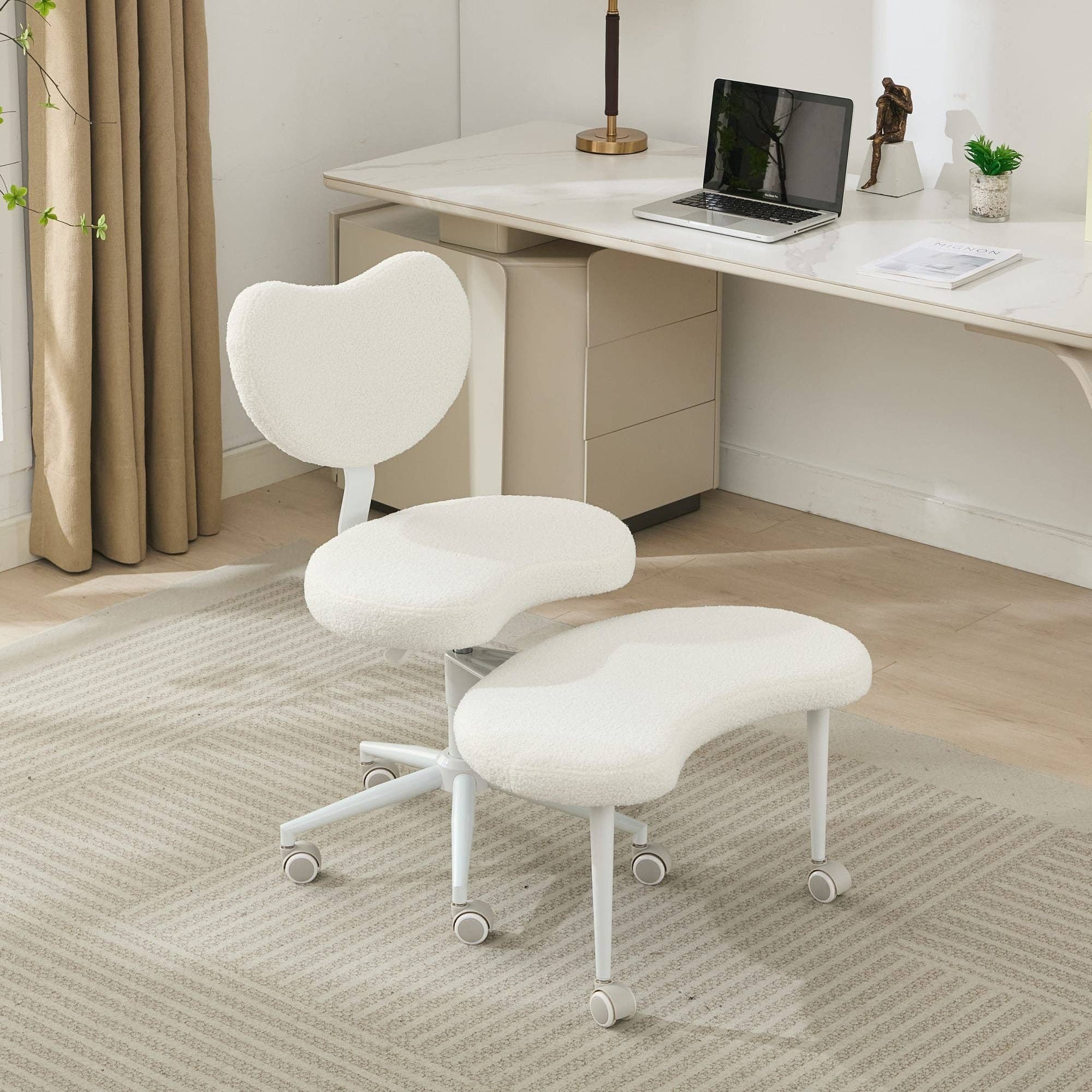 39F Inc. - Wholesale Chair - Meditation Chair Plus with Wheels, Cross Legged Chair, Ivory0