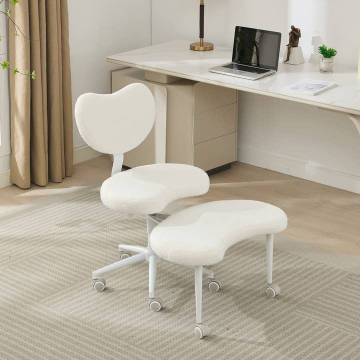 39F Inc. - Wholesale Chair - Meditation Chair Plus with Wheels, Cross Legged Chair, Ivory