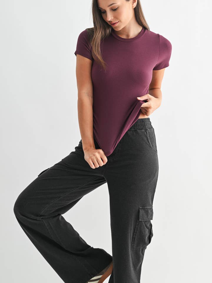 Mono B - Wholesale Athletic Top - Women's - Essential Short-Sleeved Micro-Ribbed Athleisure Top15