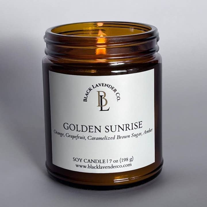 Gouden Zonsopgang Kaars - 7 oz. Amber Glas voor wholesale door Black Lavender Co.