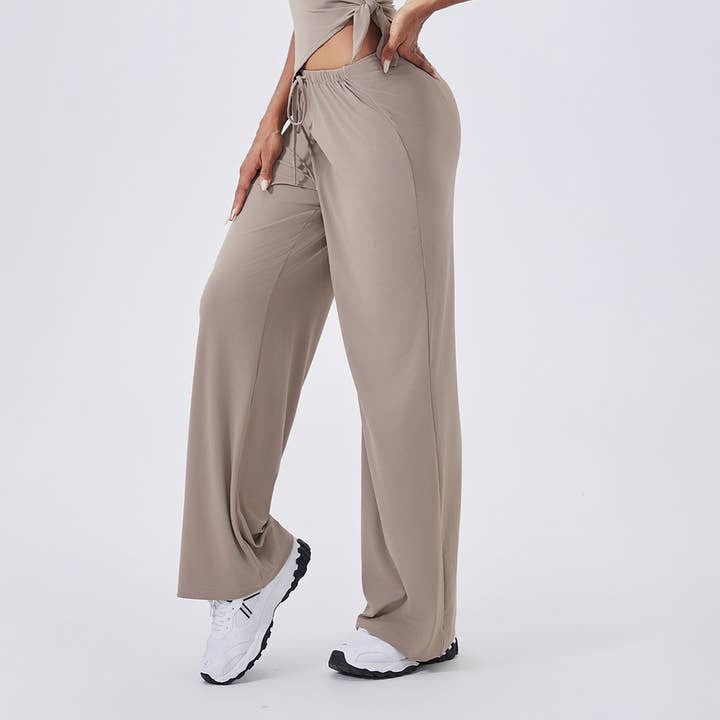 Sodalemon - Wholesale Athletic Pants - Women's - Women High-Waist Relaxed-Fit Drawstring Yoga Lounge Pants
