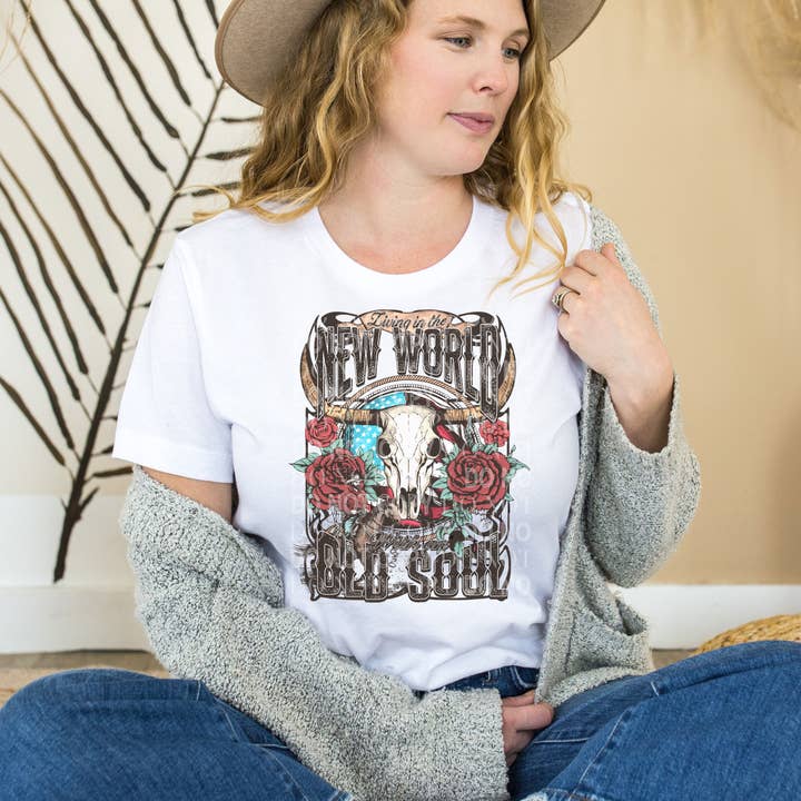 Cash & Drix Wholesale - Wholesale T-Shirt (Graphic) - Women's - Living In The New World With An Old Soul1