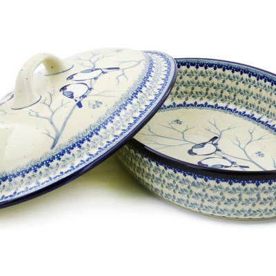 Boulanger avec housse 14", thème Waiting Birds, UNIKAT pour la vente par Polmedia Polish Pottery