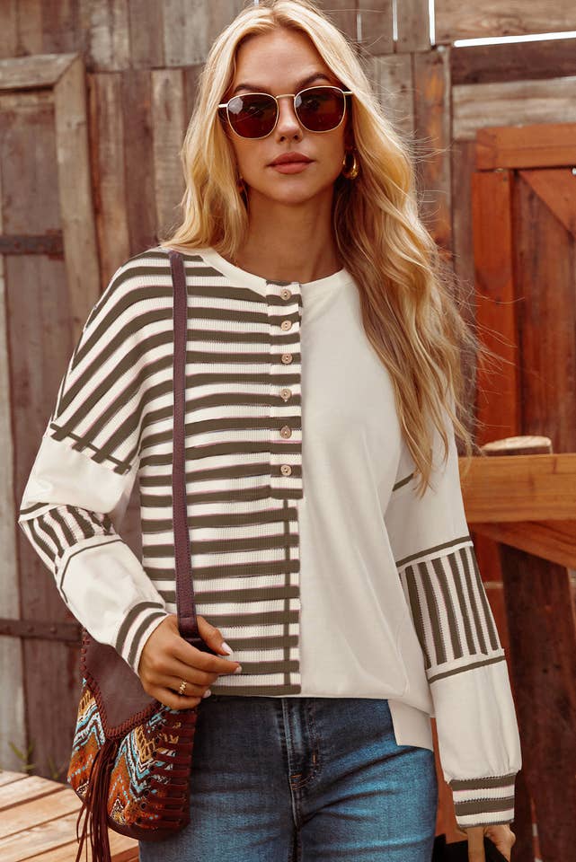 fashionworks - Vente Tunique – femme - Haut surdimensionné à blocs de couleur avec détail de point rayé