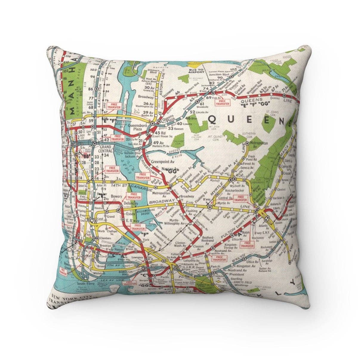 Daisy Mae Designs - Wholesale Throw/Decorative Pillow - New York City Subway Map Pillow – 18" Square Throw Pillow0