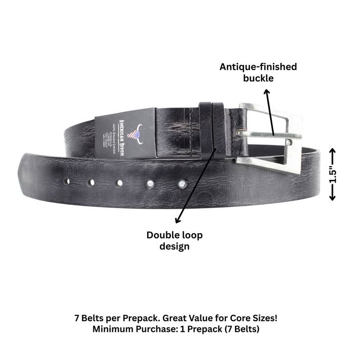 Leather Impressions Inc - Wholesale Belt – Men's - Double Loop Western Belt – Antique Buckle ABB 00913