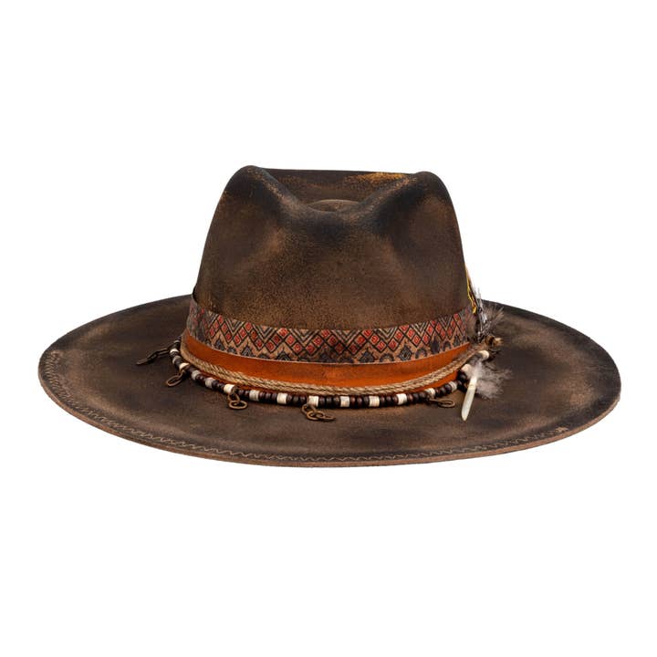 Trailmark – Distressed Fedora with Refined Artisan Detailing for wholesale by Ruediger Hats