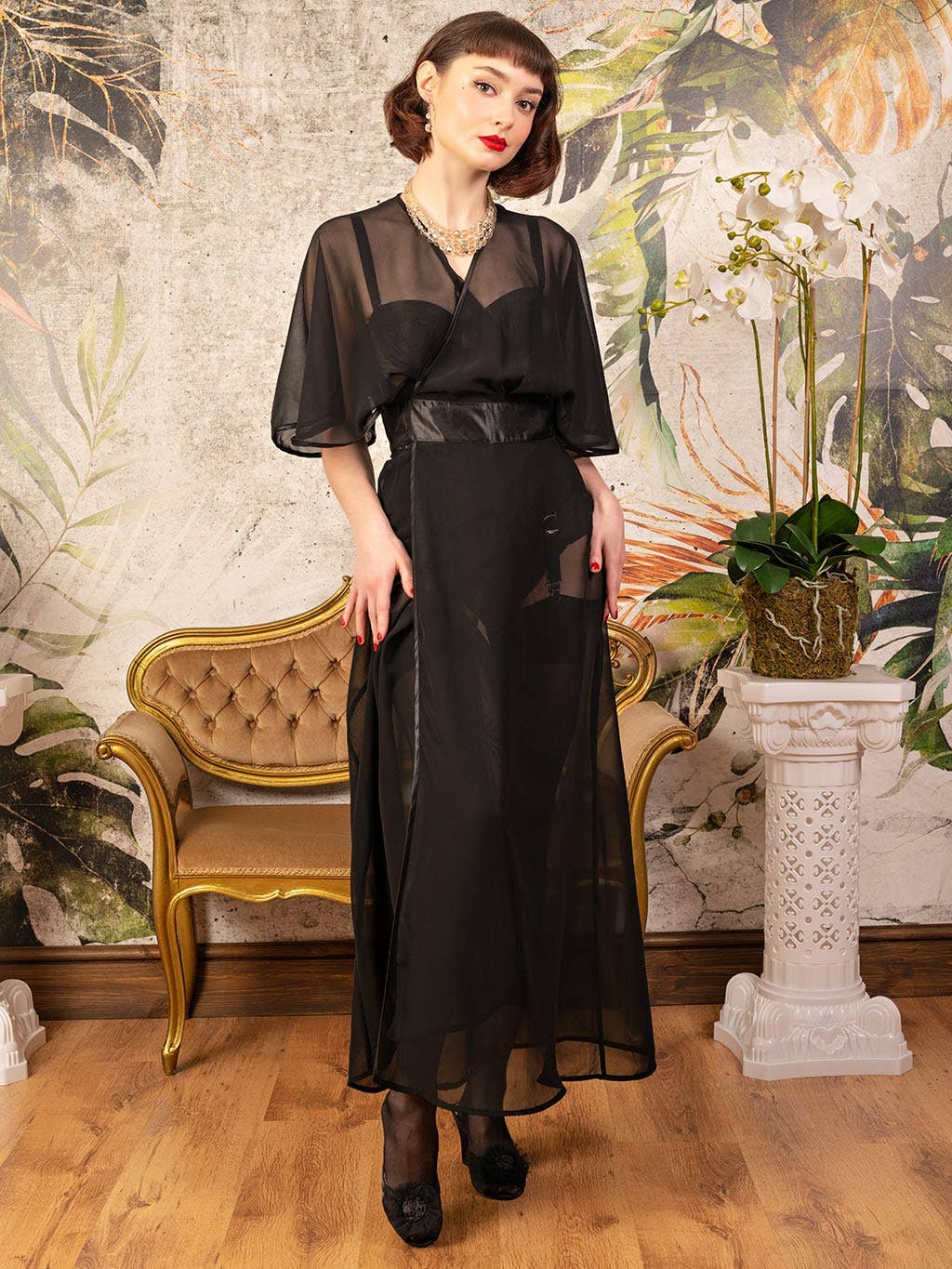 What Katie Did - Wholesale Robe - Women's - 1930s Sheer Lounging Robe L80168