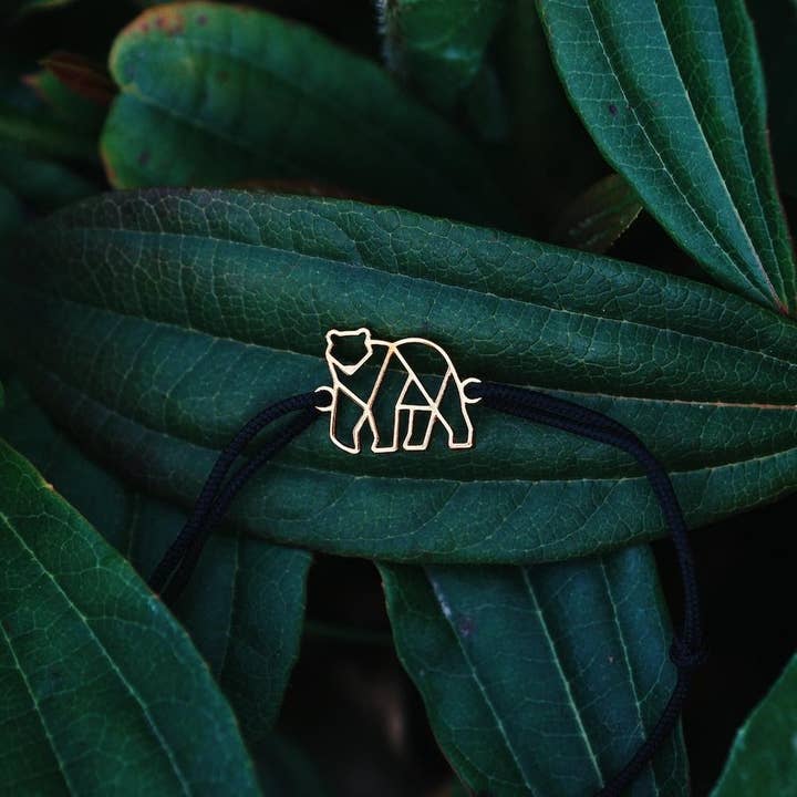 Goldenes Bär Armband mit Kordel für den Großhandel von Mountplane