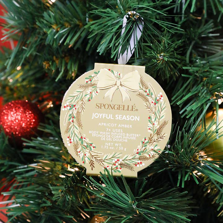 Spongellé | Christmas 2025 | Stocking Stuffers | Gifts - Wholesale Body Wash/Shower Gel - Joyful Season - Apricot Amber Holiday Wreath Body Buffer0