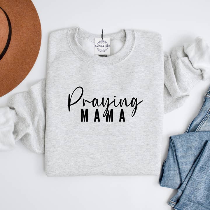 Faith & Life Christian Brands - Wholesale Graphic Sweatshirt - Women's - Praying Mama Mothers Day Christian Crewneck Sweatshirt8
