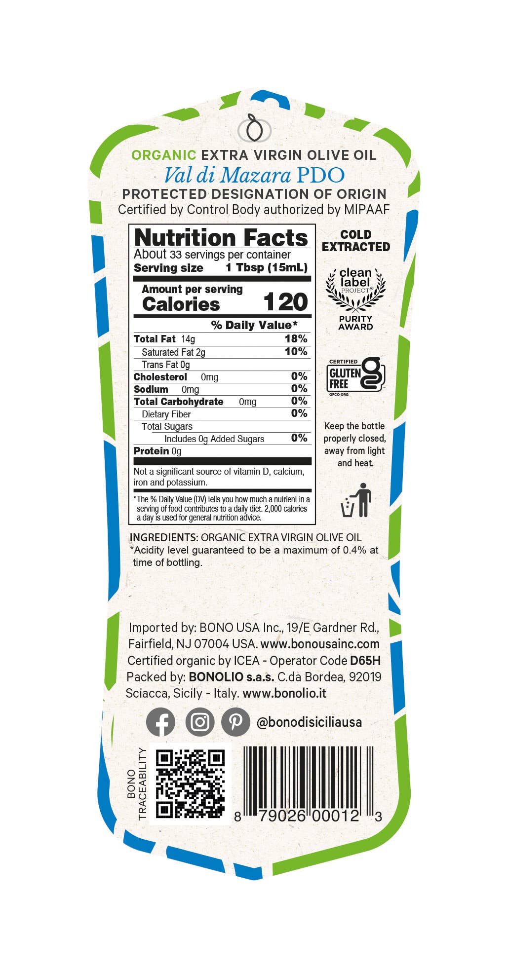 Bono USA Inc. - Wholesale Olive Oil - Bono PDO Cert. Val Di Mazara Organic Extra Virgin Olive Oil1